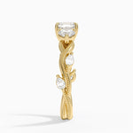 Vintage Secret Garden Three Stone Diamond Ring Yellow Gold 18k Asscher Engagement Ring