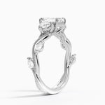 Vintage Secret Garden Three Stone Diamond Ring Platinum Emerald Engagement Ring