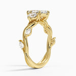 Vintage Secret Garden Three Stone Diamond Ring Yellow Gold 18k Marquise Engagement Ring