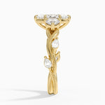 Vintage Secret Garden Three Stone Diamond Ring Yellow Gold 18k Marquise Engagement Ring