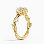 Vintage Secret Garden Three Stone Diamond Ring Yellow Gold 18k Oval Engagement Ring