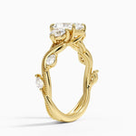 Vintage Secret Garden Three Stone Diamond Ring Yellow Gold 18k Radiant Engagement Ring