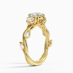 Vintage Secret Garden Three Stone Diamond Ring Yellow Gold 18k Round Engagement Ring