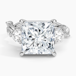 Vintage Secret Garden Three Stone Diamond Ring Platinum Princess Engagement Ring