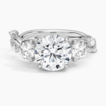 Vintage Secret Garden Three Stone Diamond Ring Platinum Round Engagement Ring