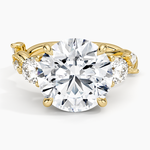 Vintage Secret Garden Three Stone Diamond Ring Yellow Gold 18k Round Engagement Ring