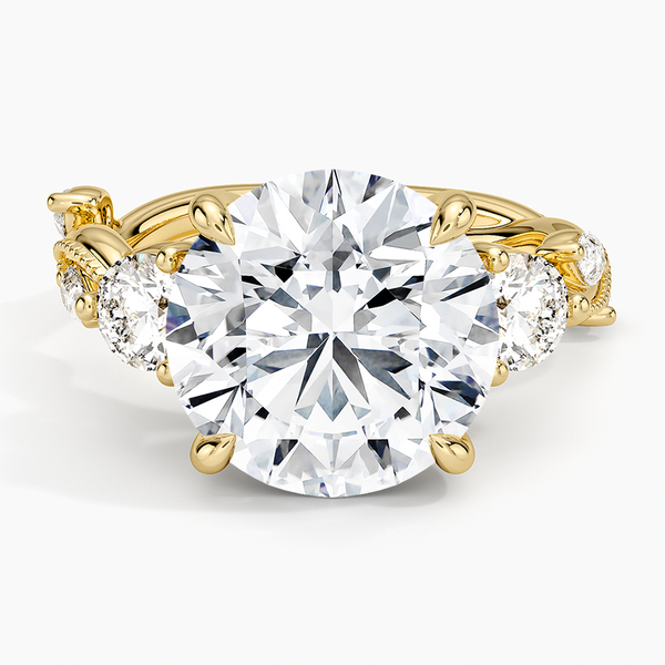 Vintage Secret Garden Three Stone Diamond Engagement Ring
