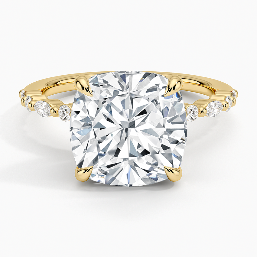 Delicate Versailles Diamond Ring Yellow Gold 18k Cushion Engagement Ring