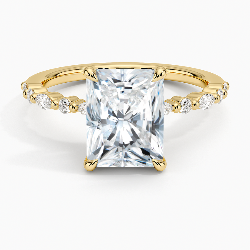 Delicate Versailles Diamond Ring Yellow Gold 18k Radiant Engagement Ring