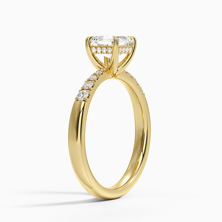 Bella Hidden Halo Diamond Ring (1/5 ct. tw.) Yellow Gold 18k Asscher Engagement Ring