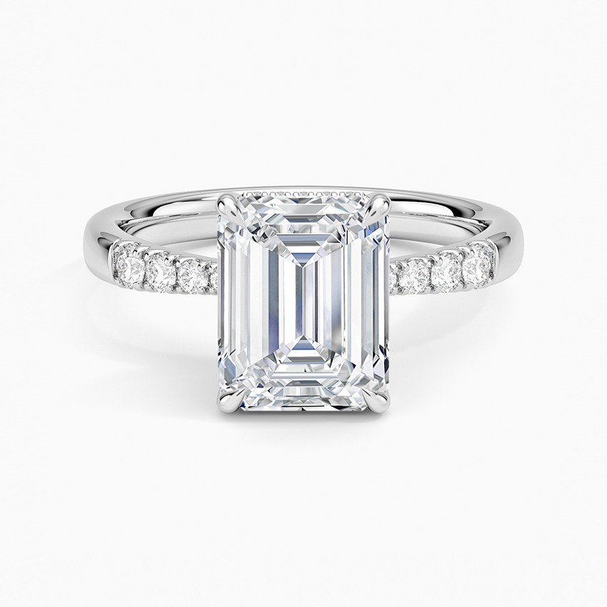 Bella Hidden Halo Diamond Ring (1/5 ct. tw.) Platinum Emerald Engagement Ring