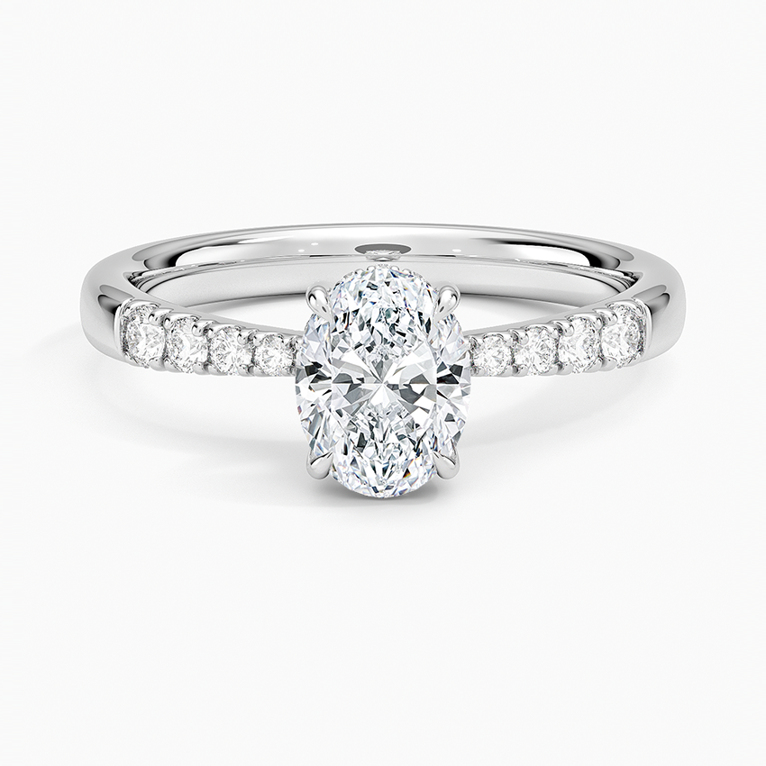 Bella Hidden Halo Diamond Ring (1/5 ct. tw.) Platinum Oval Engagement Ring