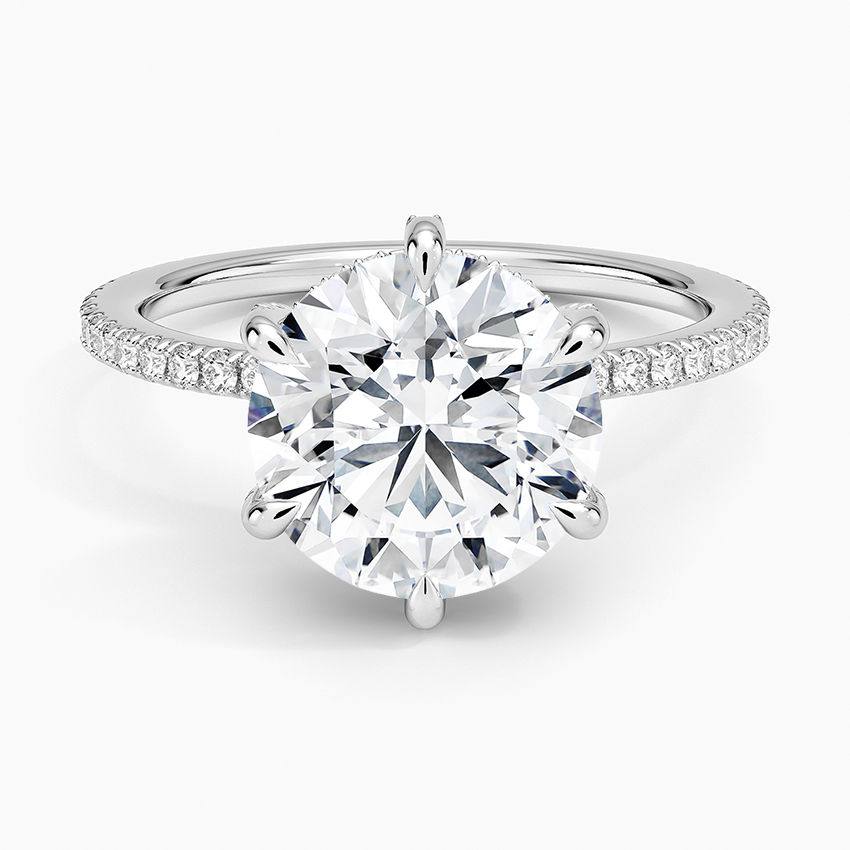 Viviana Three-Quarter Coverage Six-Prong Diamond Ring (1/3 ct. tw.) Platinum Round Engagement Ring