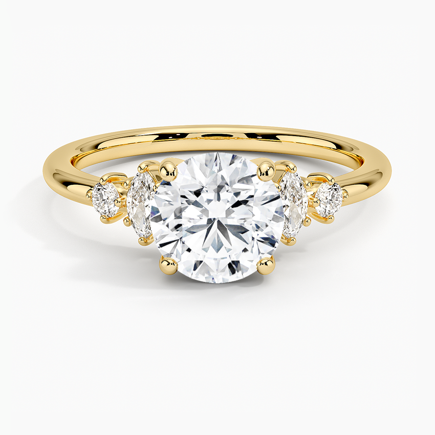 Miroir Diamond Ring Yellow Gold 18k Round Engagement Ring