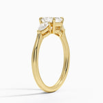 Opera Three Stone Diamond Ring Yellow Gold 18k Asscher Engagement Ring