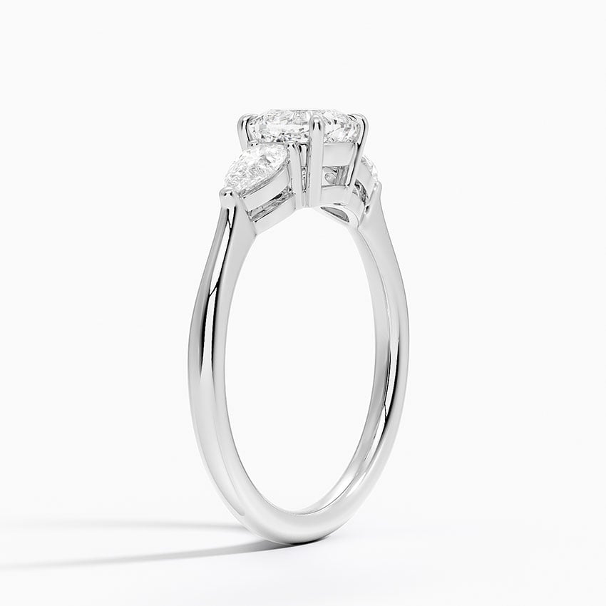 Opera Three Stone Diamond Ring Platinum Cushion Engagement Ring