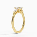 Opera Three Stone Diamond Ring Yellow Gold 18k Cushion Engagement Ring