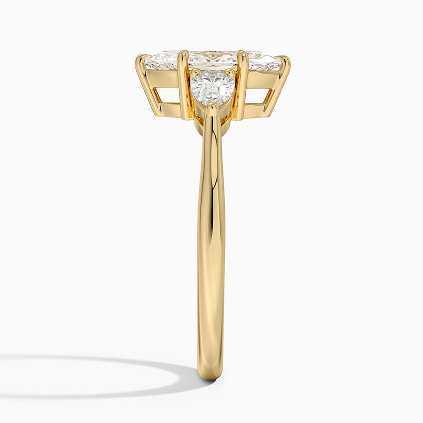Opera Three Stone Diamond Ring Yellow Gold 18k Marquise Engagement Ring