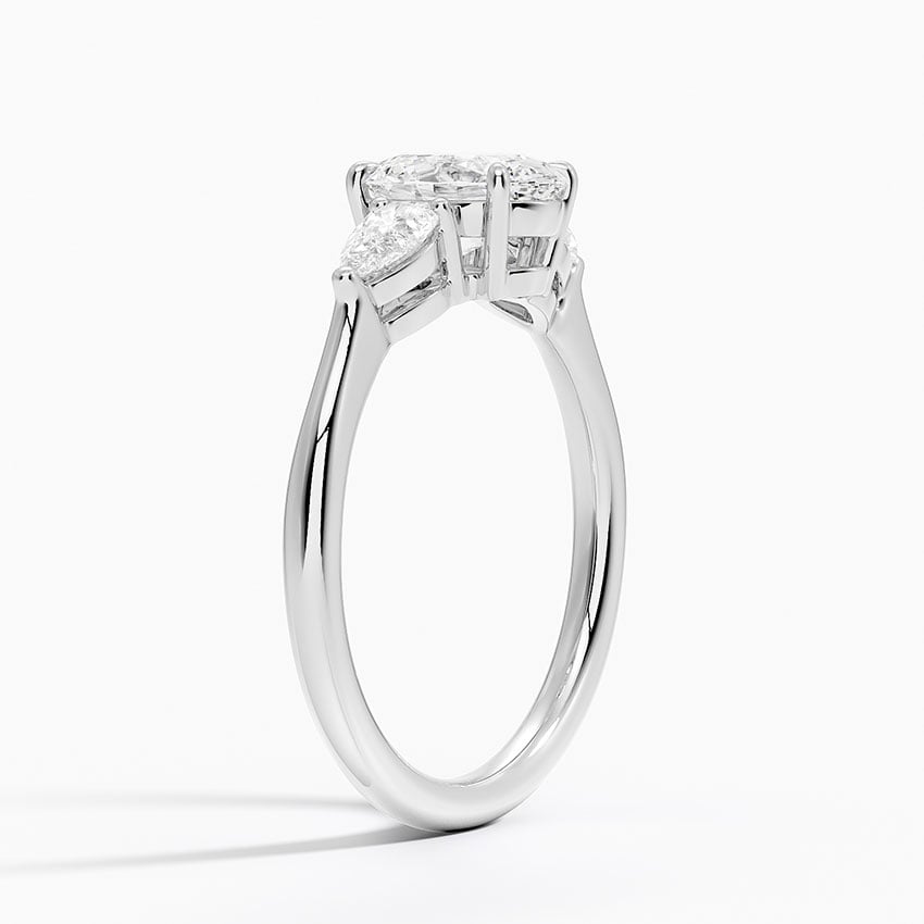 Opera Three Stone Diamond Ring Platinum Oval Engagement Ring