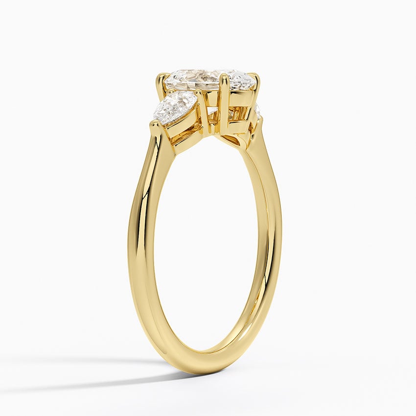 Opera Three Stone Diamond Ring Yellow Gold 18k Oval Engagement Ring