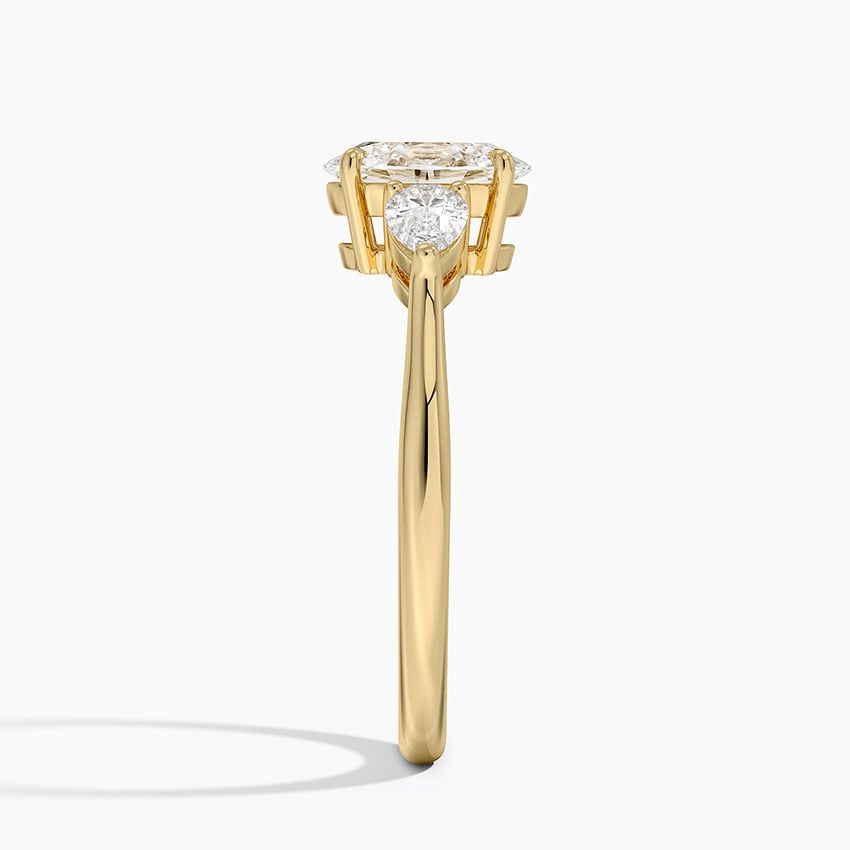 Opera Three Stone Diamond Ring Yellow Gold 18k Oval Engagement Ring