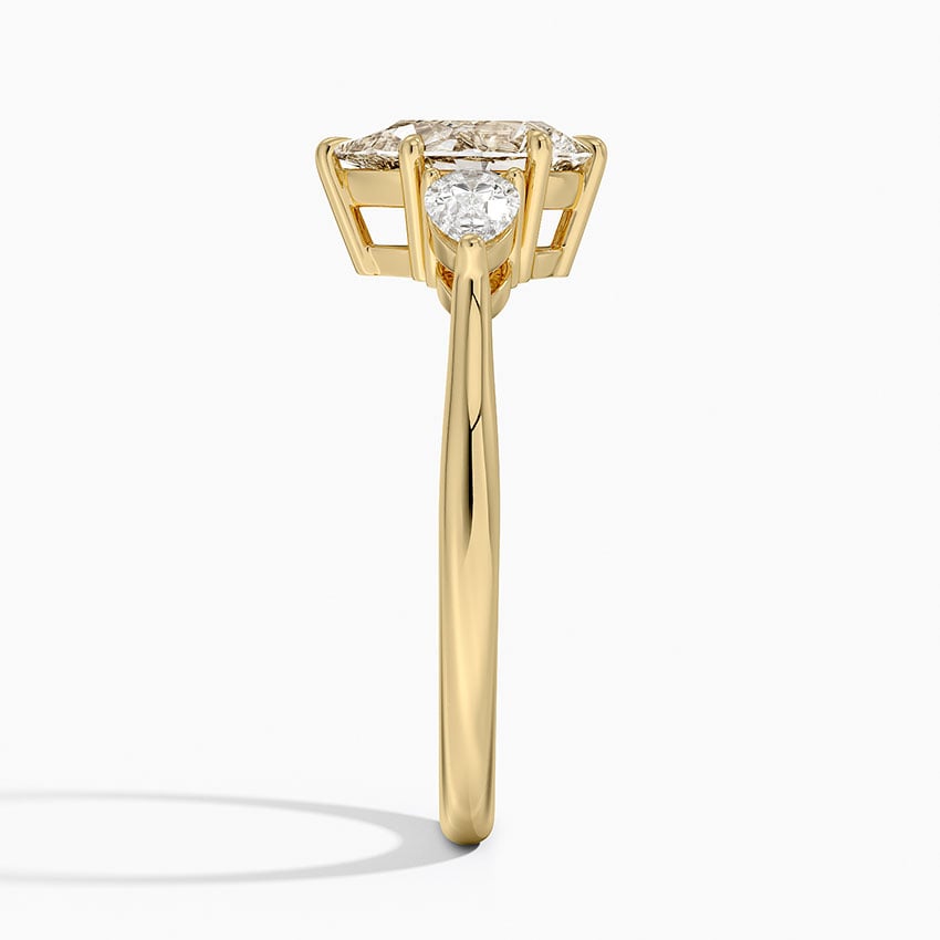 Opera Three Stone Diamond Ring Yellow Gold 18k Pear Engagement Ring