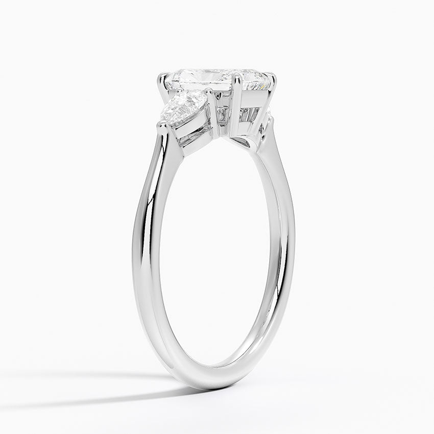 Opera Three Stone Diamond Ring Platinum Radiant Engagement Ring