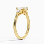 Opera Three Stone Diamond Ring Yellow Gold 18k Radiant Engagement Ring