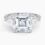 Opera Three Stone Diamond Ring Platinum Asscher Engagement Ring