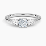 Opera Three Stone Diamond Ring Platinum Cushion Engagement Ring