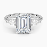 Opera Three Stone Diamond Ring Platinum Emerald Engagement Ring