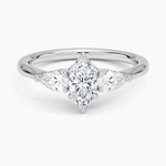 Opera Three Stone Diamond Ring Platinum Marquise Engagement Ring