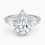 Opera Three Stone Diamond Ring Platinum Pear Engagement Ring