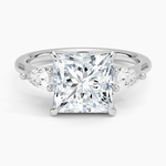 Opera Three Stone Diamond Ring Platinum Princess Engagement Ring