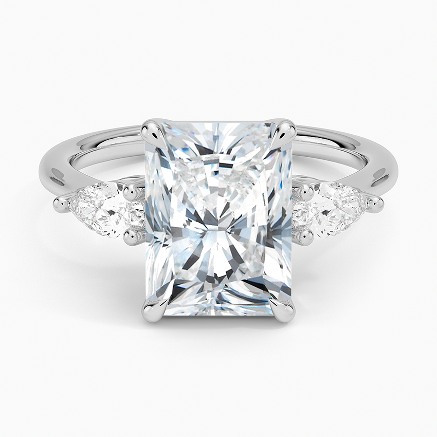 Opera Three Stone Diamond Ring Platinum Radiant Engagement Ring