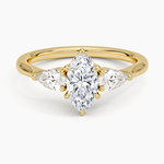 Opera Three Stone Diamond Ring Yellow Gold 18k Marquise Engagement Ring