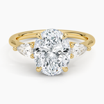 Opera Three Stone Diamond Ring Yellow Gold 18k Oval Engagement Ring