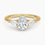 Opera Three Stone Diamond Ring Yellow Gold 18k Pear Engagement Ring