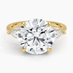 Opera Three Stone Diamond Ring Yellow Gold 18k Round Engagement Ring