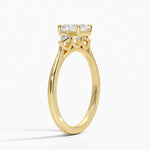 Petite Cometa Perfect Fit Three Stone Diamond Ring Yellow Gold 18k Asscher Engagement Ring