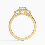 Petite Cometa Perfect Fit Three Stone Diamond Ring Yellow Gold 18k Emerald Engagement Ring