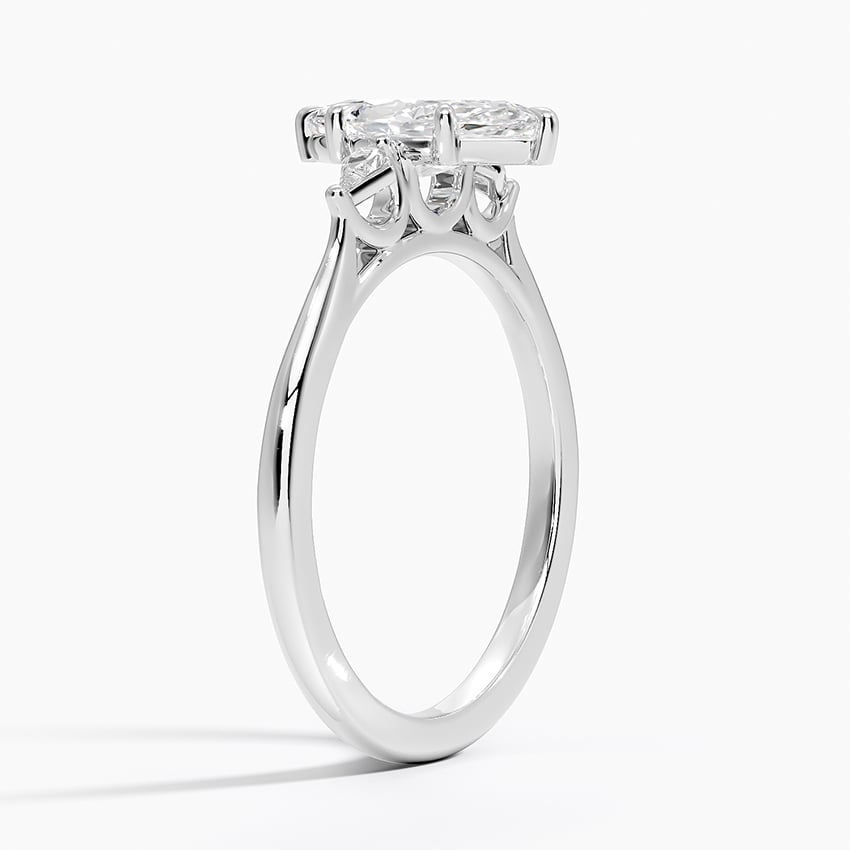 Petite Cometa Perfect Fit Three Stone Diamond Ring Platinum Marquise Engagement Ring