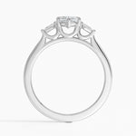 Petite Cometa Perfect Fit Three Stone Diamond Ring Platinum Marquise Engagement Ring