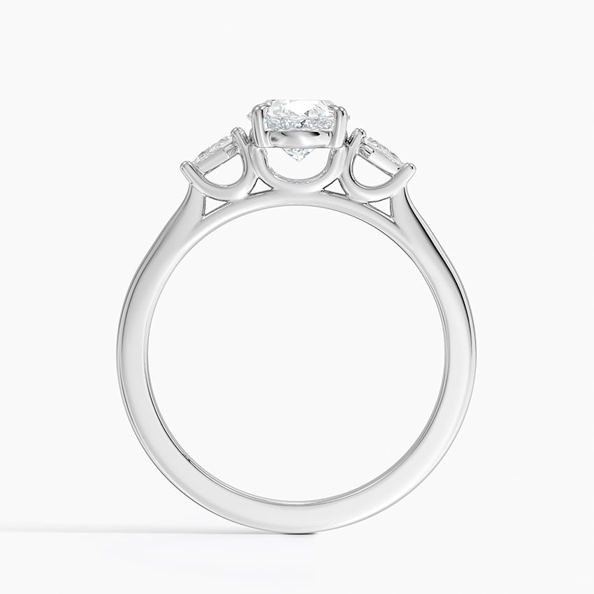 Petite Cometa Perfect Fit Three Stone Diamond Ring Platinum Oval Engagement Ring