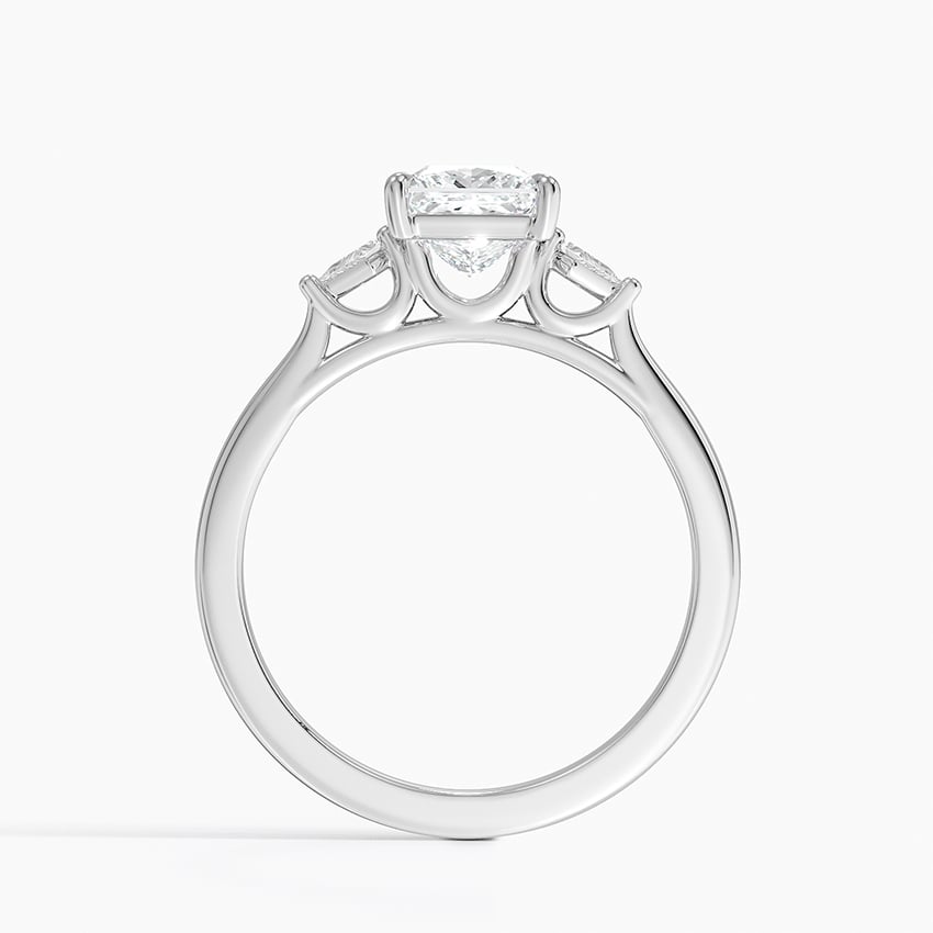 Petite Cometa Perfect Fit Three Stone Diamond Ring Platinum Princess Engagement Ring