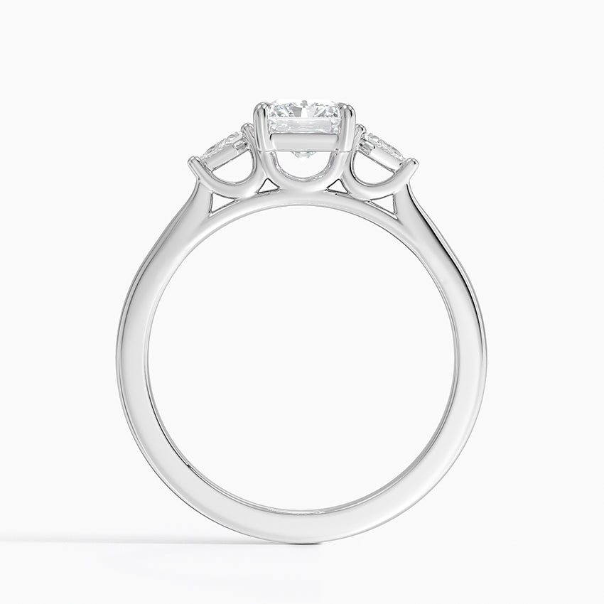 Petite Cometa Perfect Fit Three Stone Diamond Ring Platinum Radiant Engagement Ring