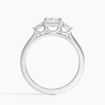 Petite Cometa Perfect Fit Three Stone Diamond Ring Platinum Radiant Engagement Ring