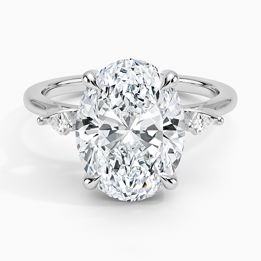 Petite Cometa Perfect Fit Three Stone Diamond Ring Platinum Oval Engagement Ring