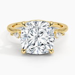 Petite Cometa Perfect Fit Three Stone Diamond Ring Yellow Gold 18k Cushion Engagement Ring