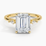 Petite Cometa Perfect Fit Three Stone Diamond Ring Yellow Gold 18k Emerald Engagement Ring